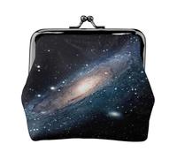 Women's Vintage Kiss Lock Galaxy Universe Stars Outer Space Print Coin Purse,Lightweight Pu Leather Mini Wallet Pouch for Coins and Cards