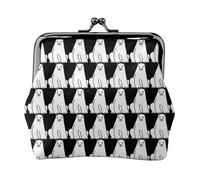 Women's Vintage Kiss Lock Polar Bear Print Coin Purse,Lightweight Pu Leather Mini Wallet Pouch for Coins and Cards