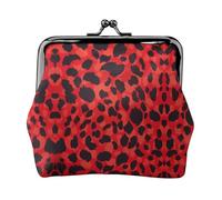 Women's Vintage Kiss Lock Red Leopard Pattern Print Coin Purse,Lightweight Pu Leather Mini Wallet Pouch for Coins and Cards