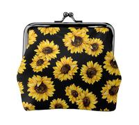 Women's Vintage Kiss Lock Spring Sunflowers Retro Flowers Print Coin Purse,Lightweight Pu Leather Mini Wallet Pouch for Coins and Cards
