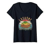 Womens Vintage Lasagna Retro Pasta V-Neck T-Shirt
