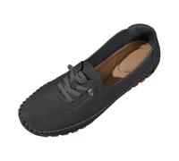 Women's Vintage Leather Loafers, 2026 Orthopedic Shoes with Arch Support, Wide Fit Soft Flats Lightweight Breathable Slip-On Driving Moccasins Walking Shoes Black