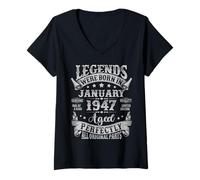 Womens Vintage Legends were Born in January 1947 79th Birthday Men V-Neck T-Shirt