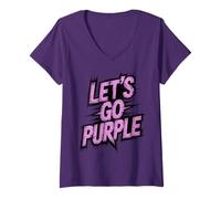 Women's Vintage Let's GO Purple Competition Game Day Homecoming V-Neck T-Shirt