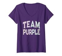 Women's Vintage Let's Go Team Purple Competition Game Day V-Neck T-Shirt