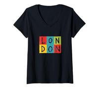 Womens Vintage London Souvenir - Retro Modern Art London V-Neck T-Shirt