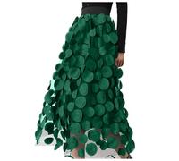 Women's Vintage Long Skirt, Sexy Women's High Waisted Gauze Polka Dot Three-Dimensional Solid Color Casual Chic And Elegant Passe-Partout Line A Cut Hem Loose Temperament Party Skirts