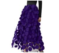 Women's Vintage Long Skirt, Sexy Women's High Waisted Gauze Polka Dot Three-Dimensional Solid Color Casual Chic And Elegant Passe-Partout Line A Cut Hem Loose Temperament Party Skirts