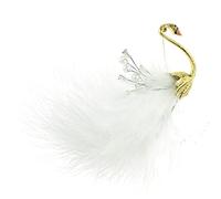 Womens Vintage Look Bridal Wedding Christmas Birthday Gift Saree Scarf Mother Bride Groom Diamante Crystal Faux Pearl Brooch Badge Breastpin Corsage Pin Bouquet Peacock Swan Feather Bird (White)