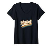 Womens Vintage Mabel Personalized Name Mabel V-Neck T-Shirt