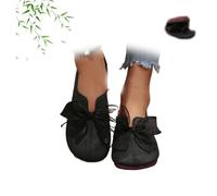 Women's Vintage Mary Jane Flats - 2025 New Round-Toe Soft Sole Shoes with Bow Detail, Comfortable Foldable Ballet Flats Shoes for Women Dressy Work (Black,41EU)