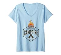 Women's Vintage Master of Campfire Leader Bonfire Mountain Adventure V-Neck T-Shirt
