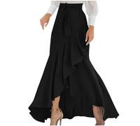 Womens Vintage Maxi Skirt Irregular Hem Wrap A Line Skirts Evening Prom Party Skirt Retro High Waist Swing Skirts Going Out Elegant Long Dress Ladies Dressss Plus Size