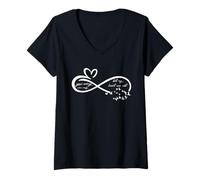 Women's Vintage Memorial Heart Love Sign Grieving Positivity Husband V-Neck T-Shirt