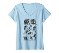 Women's Vintage Monkeys Apes Chimpanzee Primates Evolution Biology V-Neck T-Shirt