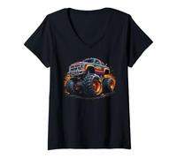 Womens Vintage Monster Crushing It Birthday Boy This is How I Roll V-Neck T-Shirt