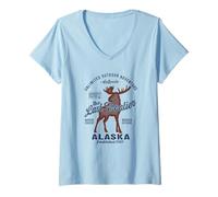 Women's Vintage Moose Alaska The Last Frontier - Alaska V-Neck T-Shirt
