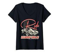 Women's Vintage Muscle Car Birthday Retro Automotive Nostalgia V-Neck T-Shirt