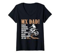 Womens Vintage MX Dad Coach Sponsor Mechanic Driver Motocross Dad V-Neck T-Shirt