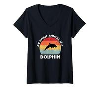 Womens Vintage My Spirit Animal is a Dolphin V-Neck T-Shirt