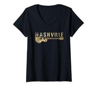 Womens Vintage Nashville Guitar Music Country Music Lovers Gifts V-Neck T-Shirt