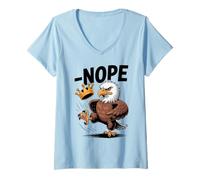 Womens Vintage No Kings In America Funny Eagle Kicking Crown V-Neck T-Shirt