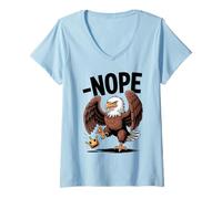 Womens Vintage No Kings In America Funny Eagle Kicking Crown V-Neck T-Shirt