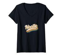 Womens Vintage Noelle Personalized Name Noelle V-Neck T-Shirt