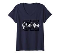 Women's Vintage Oklahoma Game-Day Leopard Print Cool-Looking Fan Art V-Neck T-Shirt