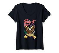 Womens Vintage Old American Flag Patriotic 1776 We The People USA V-Neck T-Shirt