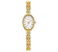 Women's Vintage Oval Watches Luxury Minimalism Bracelet Small Gold Tone Watch Ladies Analog Waterproof Watch Fashion Bangle Bracelet Dress Watch with Stainless Steel Band, Y Gold White