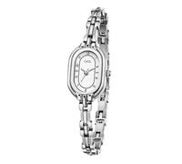 Women's Vintage Oval Watches Luxury Minimalism Bracelet Small Gold Tone Watch Ladies Analog Waterproof Watch Fashion Bangle Bracelet Dress Watch with Stainless Steel Band, Silver White
