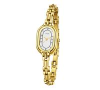 Women's Vintage Oval Watches Luxury Minimalism Bracelet Small Gold Tone Watch Ladies Analog Waterproof Watch Fashion Bangle Bracelet Dress Watch with Stainless Steel Band, White