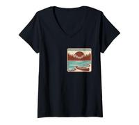 Women's Vintage Paddle Your Own Canoe Retro Outdoor V-Neck T-Shirt