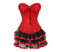 Women's Vintage Palace Jacquard Corset Bustier Skirt Set for Halloween Party - Embroidered Multi-Layer Lace Burlesque Strapless Corset