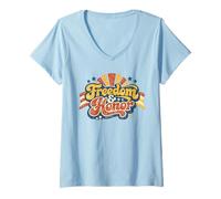 Women's Vintage Patriotic Freedom Honor USA Pride Memorial Day V-Neck T-Shirt