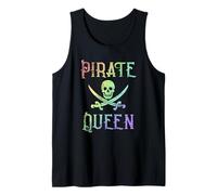 Womens Vintage Pirate Queen Rainbow Skull Swords Crossed Tank Top