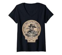 Womens Vintage Plague Doctor V-Neck T-Shirt