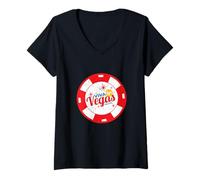 Womens Vintage Poker Chip Las Vegas Trip Souvenir Viva Las Vegas V-Neck T-Shirt