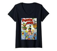 Women's Vintage Punch and Judy Comic Art V-Neck T-Shirt