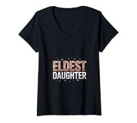 Womens Vintage Quote Eldest Daughter V-Neck T-Shirt
