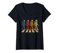 Womens Vintage Radiology Tech Future X-ray Tech Astronaut Skeletons V-Neck T-Shirt