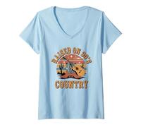 Womens Vintage Raised On 90s Country Music Women Men Cowboy Cowgirl V-Neck T-Shirt