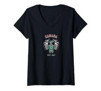 Women's Vintage Red Black Haida Thunderbird Native Art V-Neck T-Shirt