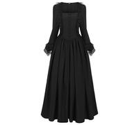 Womens Vintage Regency Dress Square Neck Dresses Full Length Victorian Dress Lace Ruffle Maxi Dresses Cocktail Party Evening GownsElegant Skirt Halloween Cosplay Medieval Renaissance Costumes