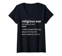 Womens Vintage Religious War Definition Anti-religious Activist V-Neck T-Shirt