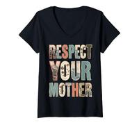 Women's Vintage Respect Your Mother Earth Climate Change Awareness V-Neck T-Shirt