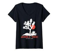 Womens Vintage Retro National Park Outdoor Camping Joshua Tree V-Neck T-Shirt
