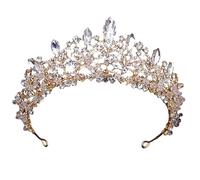 Women's Vintage Rhinestone Wedding Bridal Tiaras And Crowns Hair Jewelry Birthday Head Accessories Gold White