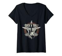 Womens Vintage Rock And Roll Band Guitarist Heavy Metal Concert V-Neck T-Shirt